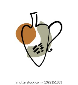 Antique vase. Modern ink sketch with abstract shapes. Vector Clip Art