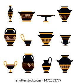Antique Vase Set Decorative Classical Old Stock Vector (Royalty Free ...