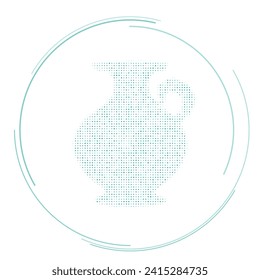 The antique vase symbol filled with teal dots. Pointillism style. Vector illustration on white background