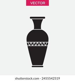 Antique vases black icon, vector flat Earthenware amphora icon on white background..eps