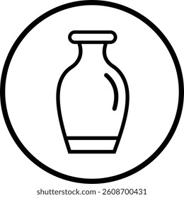 Antique vases  icon. symbol vector illustration isolated on white background, inside circle shape. design in trendy style. Glass jar icon
