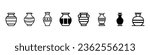 Antique vases outline icon. Ceramic vases icon line, Antique vase icon symbol vector illustration isolated on white background, Jar Set icon, Glass jar icons