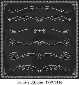 antique vector chalkboard handwriting design line classical nails fingers black edge drawn mark empty ornate beauty set art twist decorative swirl flag victorian thumb filigree series straight scroll