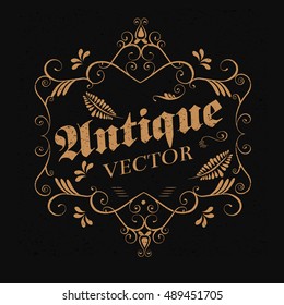 Antique vector hand drawn frame label antique border blackboard retro 