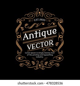 Antique vector hand drawn vintage typography blackboard retro border vector 
