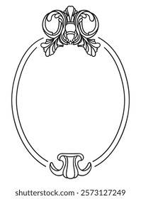 Antique Victorian frame with hand-drawn Baroque detailing, for wedding invitations, logos, monograms, menus. Luxurious and elegant clipart in doodle sketch style.	
