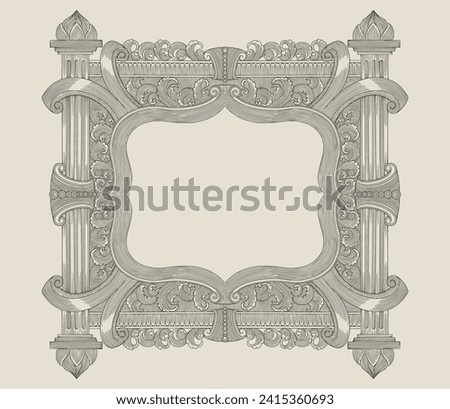 antique vintage frame engraving vector illustration