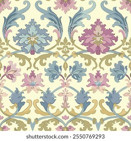 Antike Vintage Mittelmeer Arabesque Ornamente, Print-Design-Vektor nahtloses Muster 6. Antike Arabesque Ornament nahtloses Muster, Vintage-Charme nahtloses Muster, Inspiriert von floralen Chinoiseries