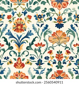 Antique Vintage Mediterranean Arabesque Ornaments, Print Design Vector Seamless Pattern 12. Inspired by Floral Chinoiseries, Toile de Jouy art Victorian Baroque Art. Perfect for fabric, wallpaper