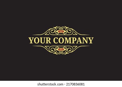 Antique vintage retro luxury leafs victorian calligraphic logo