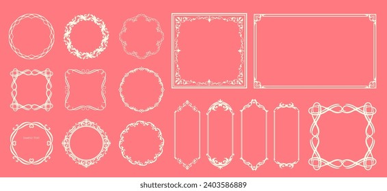 Antique or vintage style decoration. Heading and border design set