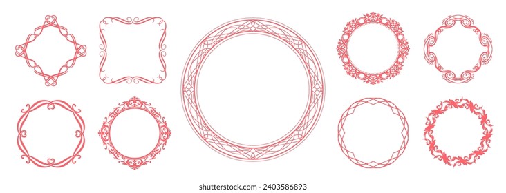 Antique or vintage style decoration. Heading and border design set