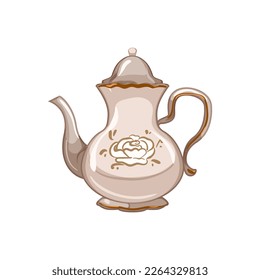 antique vintage teapot cartoon. antique vintage teapot sign. isolated symbol vector illustration