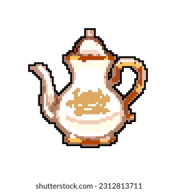 antique vintage teapot game pixel art retro vector. bit antique vintage teapot. old vintage illustration
