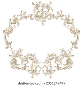 Antique vintage wedding crest frame for monogram vector illustration