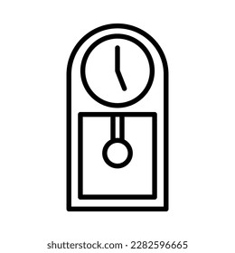 antique wall clock with outline style. showing five o' clock. isolated on white background. vector illustration.