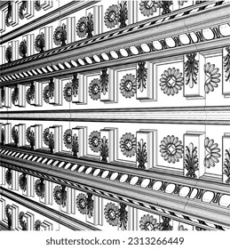 Antique Wall Panel Vector 05. Illustration Isolated On White Background. Classic Wall Panel Texture Pattern Background.