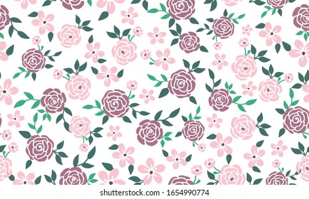 Antique wallpaper for spring, with seamless leaf and flower pattern background design.