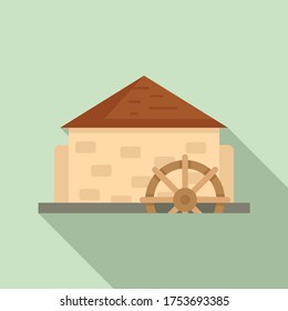 Antique water mill icon. Flat illustration of antique water mill vector icon for web design svg