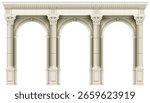 Antique white colonnade with columns