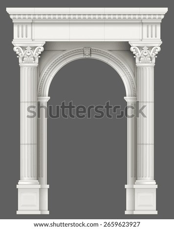 Antique white colonnade with columns
