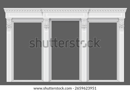 Antique white colonnade with columns