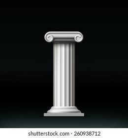 Antique white column. Vector illustration.