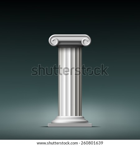 Antique white column. Vector illustration.