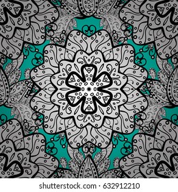 Antique whiteen repeatable wallpaper. White floral ornament in baroque style. White element on blue background. Damask seamless repeating pattern.