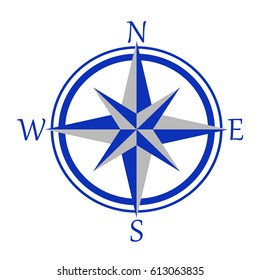 Antique wind rose symbol for navigation isolated on white background. Transparent objects used for shadows and lights drawing.