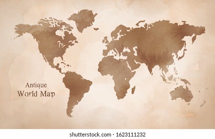 Antique Wold Map with Watercolor texture