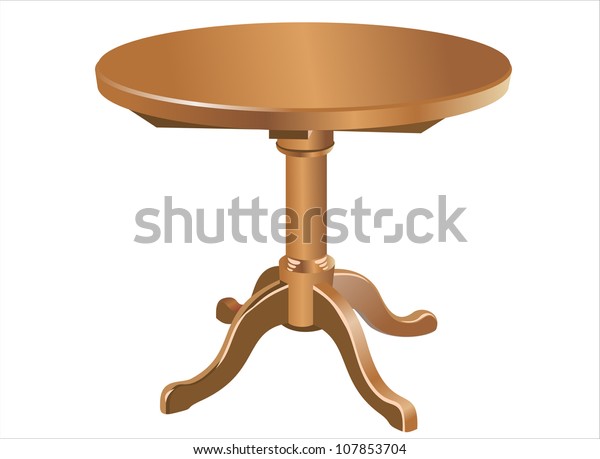 Antique Wooden Round Table Isolated On Stock Vector (Royalty Free ...