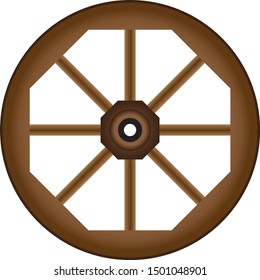 Antique wooden wheel with a rim and a place for an axle