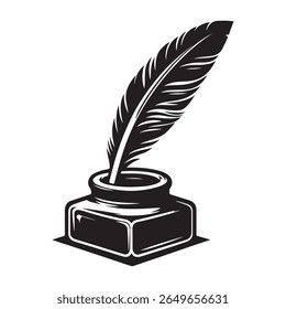 Antique Writing Equipment Silhouette Vector Art 