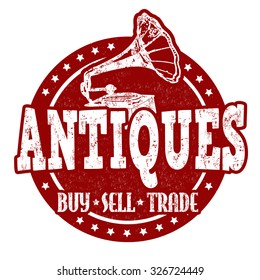 Antiques grunge rubber stamp on white background, vector illustration