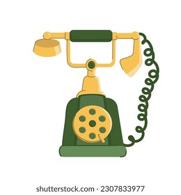 Antiques phone concept. Vintage and old item. Sticker for social networks and messengers. Object for distance communication and interaction. Cartoon flat vector illustration