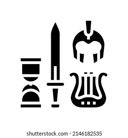 antiques treasure glyph icon vector. antiques treasure sign. isolated contour symbol black illustration