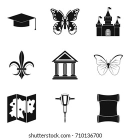 Antiquity icons set. Simple set of 9 antiquity icons for web isolated on white background