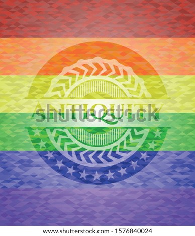 Antiquity on mosaic background with the colors of the LGBT flag
