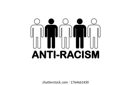 Anti-Racism flat icon white human and black human stay together on white background