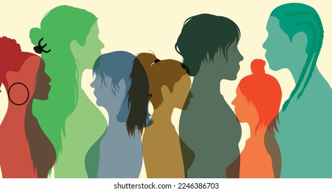Anti-racism justice, racial equality, and allyship. Women from multicultural and multiethnic backgrounds with self-confidence and close-up faces.