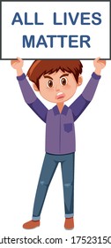Anti-racism protester cartoon character illustration
