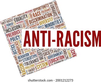 Anti-Racism vector illustration word cloud isolated on a white background.