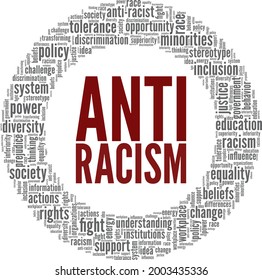 Anti-Racism vector illustration word cloud isolated on a white background.