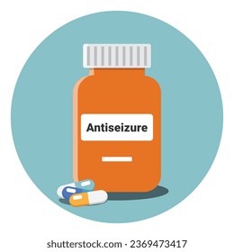 Antiseizure anticonvulsant medication drug vector illustration. Epilepsy treatment drug icon.