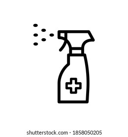 Antiseptic, alcohol desinfection, safe and secured to use, medicall, coronavirus, covid-19, flu related single icon on white background, thin line, outline EPS Vector