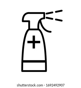 
Antiseptisches Alkoholspray mit Kreuz. Vektorillustration einfach Icon für Infografik oder Website. Prävention und Behandlung von Coronavirus covid-19 2019-ncov