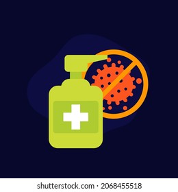 antiseptic, antibacterial gel, stop virus icon
