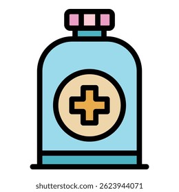Antiseptic bottle icon. Outline antiseptic bottle vector icon color flat isolated