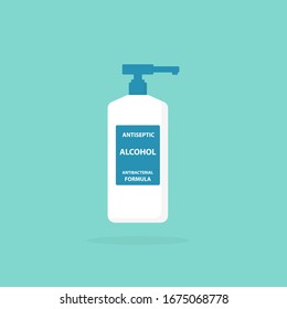 Antiseptic bottle with shadow flat style